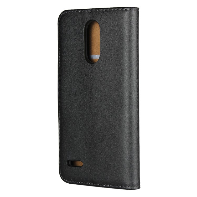 Genuine Leather Wallet Stand Phone Case for LG K8 (2018) - Black-3