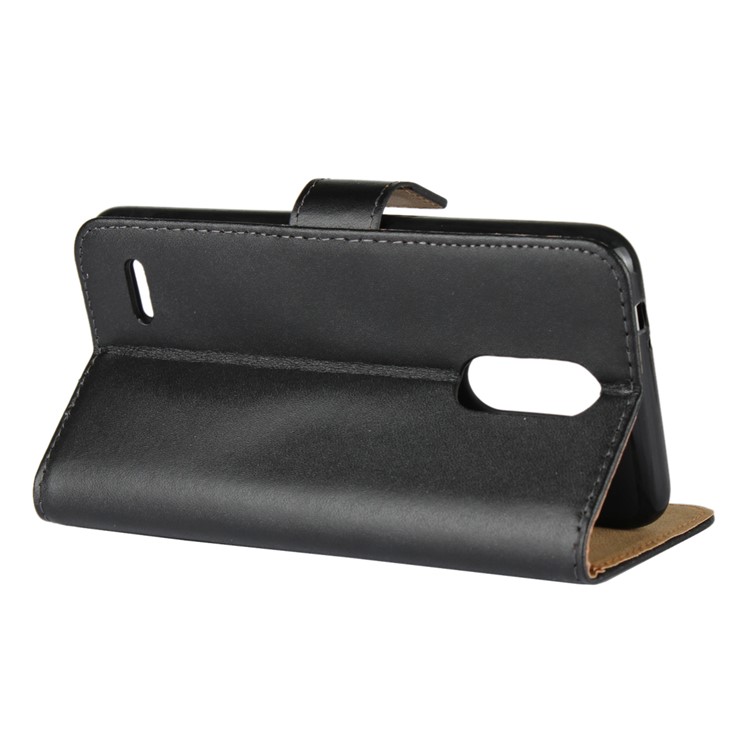 Genuine Leather Wallet Stand Phone Case for LG K8 (2018) - Black-5