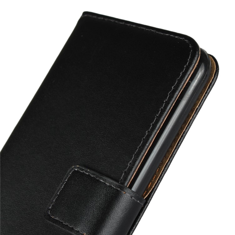 Genuine Leather Wallet Stand Phone Case for LG K8 (2018) - Black-7