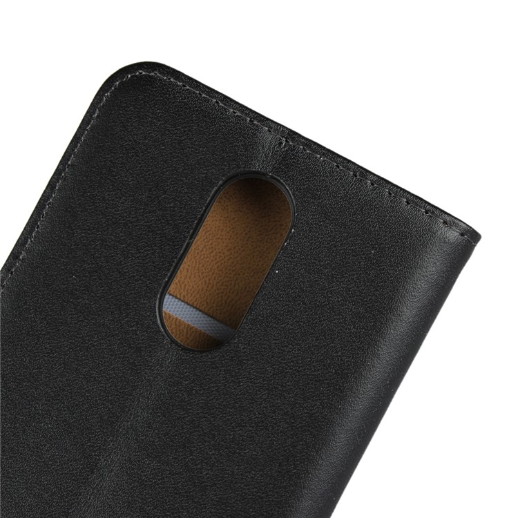 Genuine Leather Wallet Stand Phone Case for LG K8 (2018) - Black-8