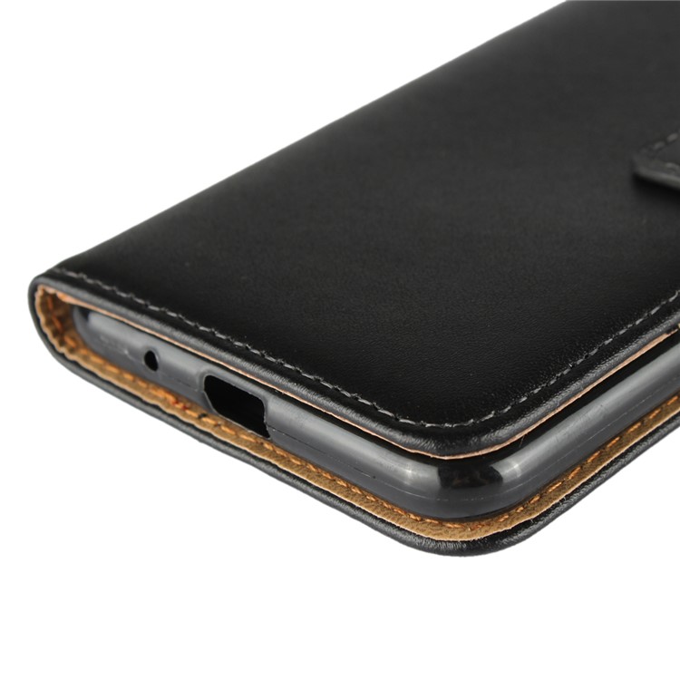 Genuine Leather Wallet Stand Phone Case for LG K8 (2018) - Black-9