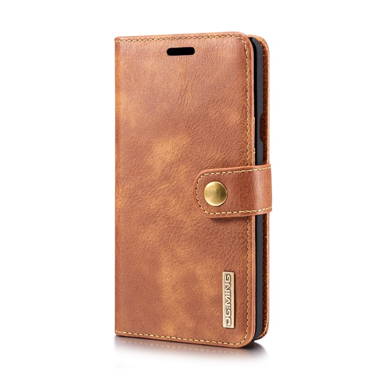 DG.MING Detachable 2-in-1 Split Leather Wallet Protection Shell + PC Back Case for LG G7 ThinQ - Brown-3