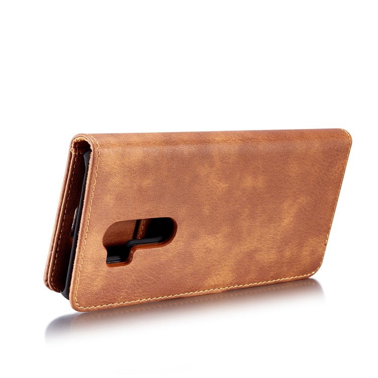 DG.MING Detachable 2-in-1 Split Leather Wallet Protection Shell + PC Back Case for LG G7 ThinQ - Brown-6