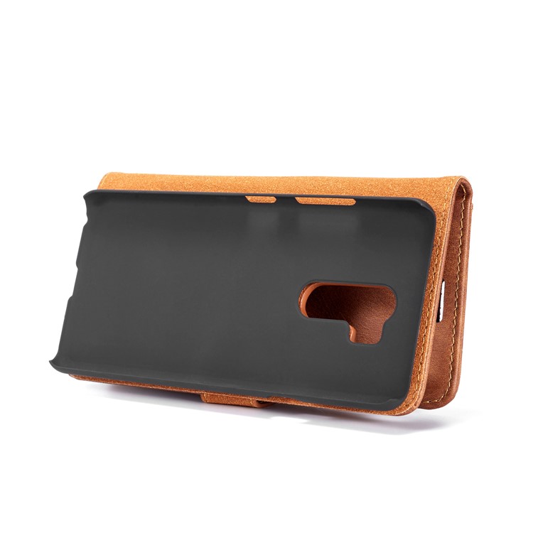 DG.MING Detachable 2-in-1 Split Leather Wallet Protection Shell + PC Back Case for LG G7 ThinQ - Brown-7