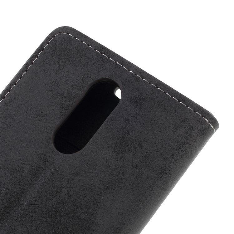 Vintage Style Leather Wallet Case for LG Q7 - Grey-5