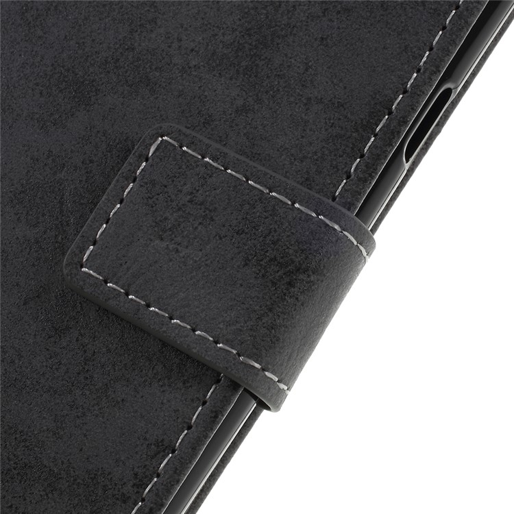 Vintage Style Leather Wallet Case for LG Q7 - Grey-6
