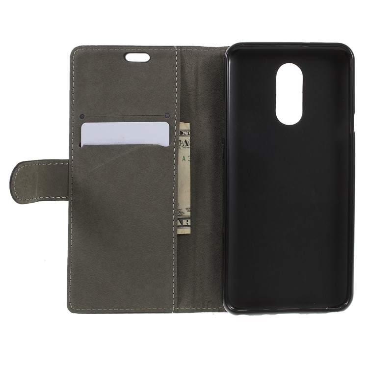 Black - Flip PU Leather Stand Wallet Protective Case for LG Q Stylus / Stylo 4-6