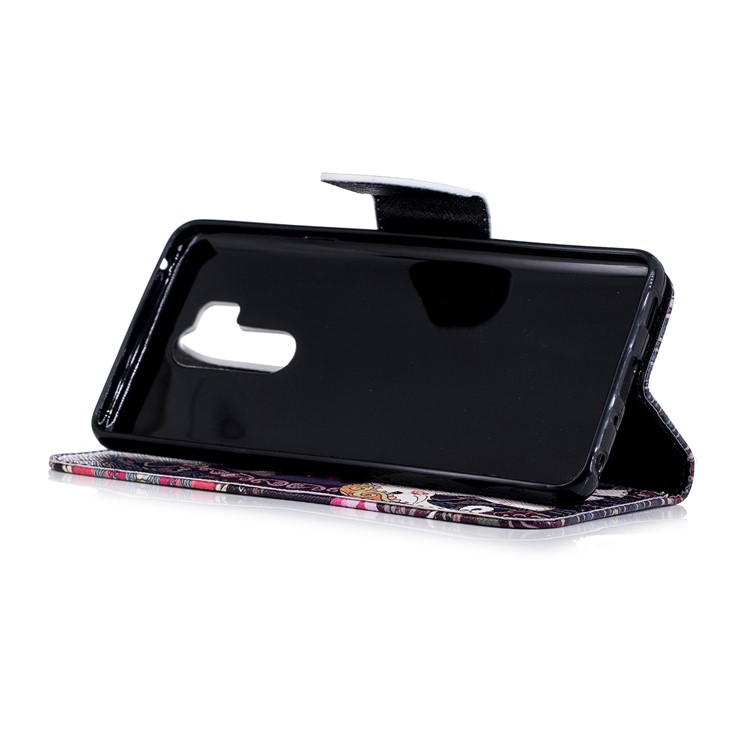 Pattern Printing Stand Leather Case with Card Slots for LG G7 ThinQ - Elephant and Peacock-5