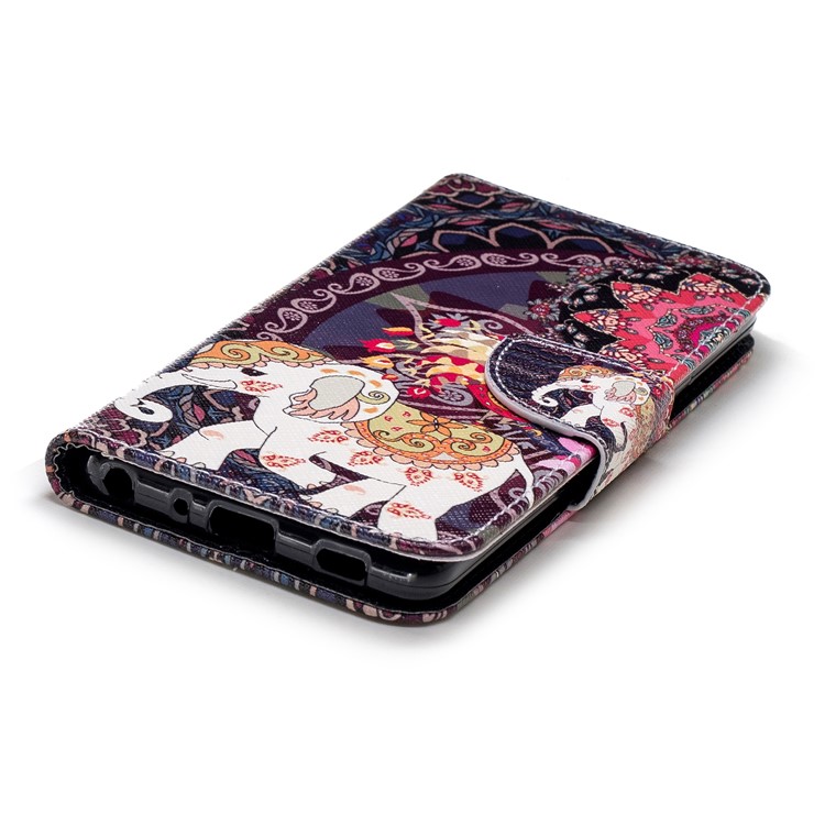 Pattern Printing Stand Leather Case with Card Slots for LG G7 ThinQ - Elephant and Peacock-6