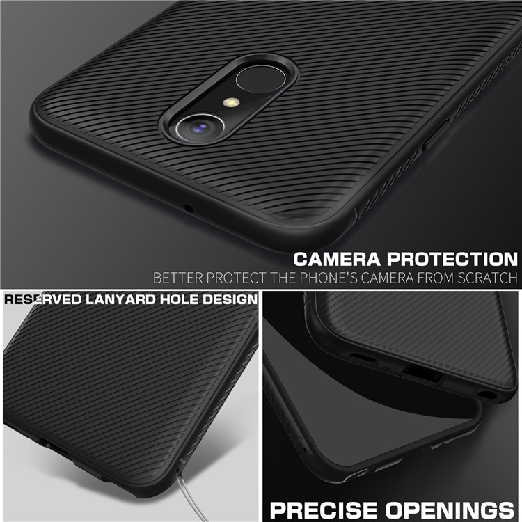 Twill Texture Silicone Back Cover for LG Q7 - Black-3