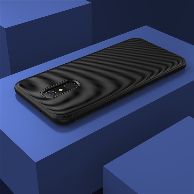 Twill Texture Silicone Back Cover for LG Q7 - Black-6