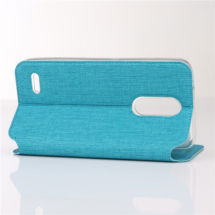 VILI DMX Cross Texture Card Holder Leather Stand Shell for LG K10 (2018)/LG K11 - Blue-4