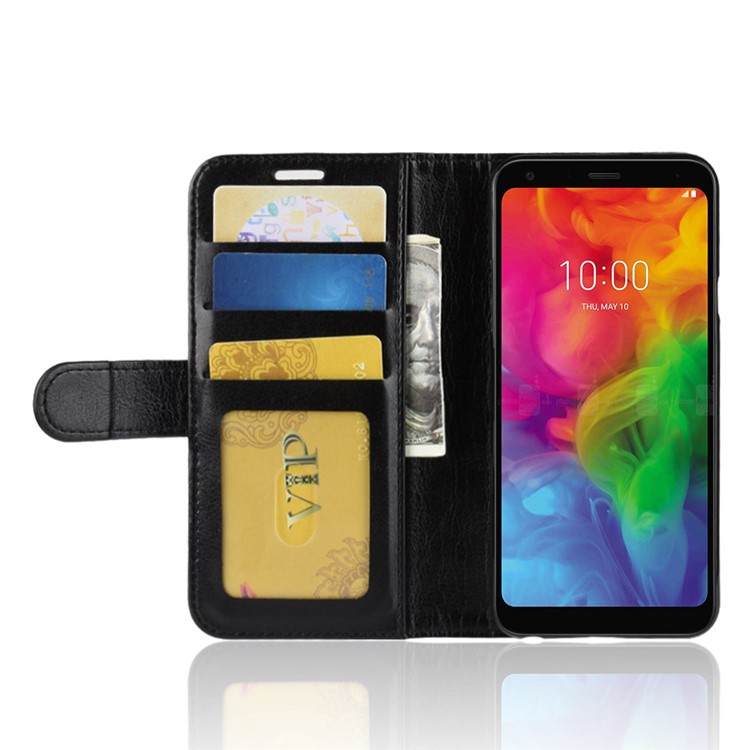 Crazy Horse Texture Wallet Stand Leather Mobile Phone Cover for LG Q7 - Black-6