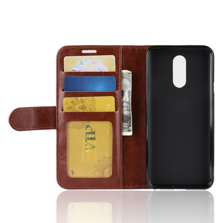 Crazy Horse Texture Wallet Stand Leather Phone Case Accessory for LG Q7 - Brown-5