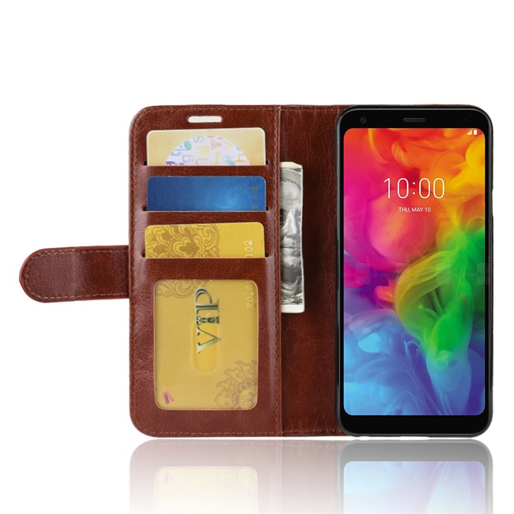 Crazy Horse Texture Wallet Stand Leather Phone Case Accessory for LG Q7 - Brown-6