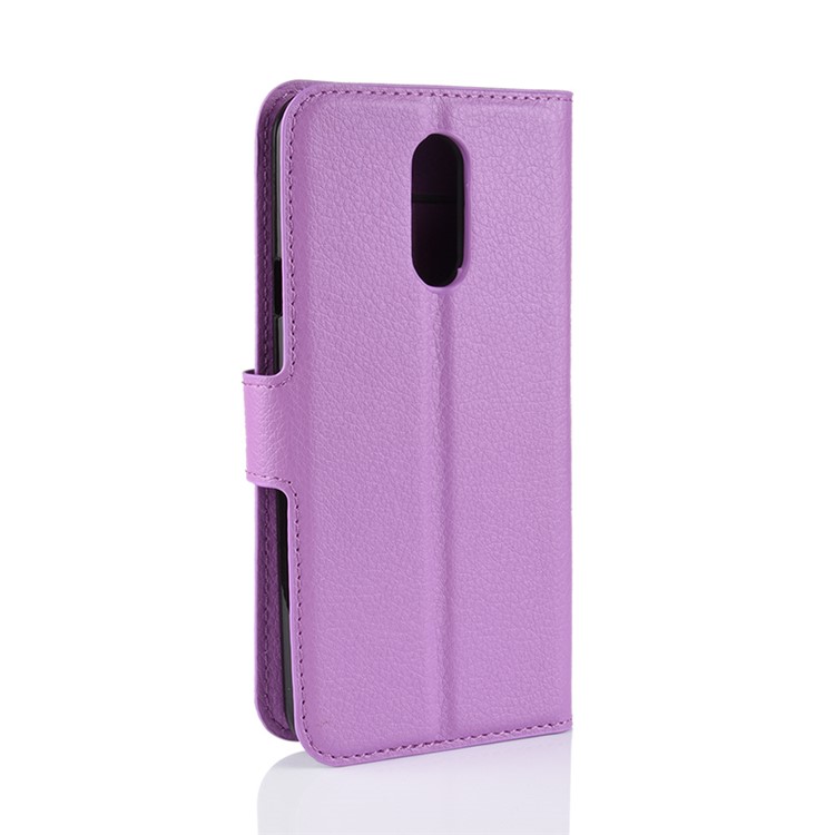 Litchi Skin Leather Stand Case with Card Slots for LG Q7 - Purple-6