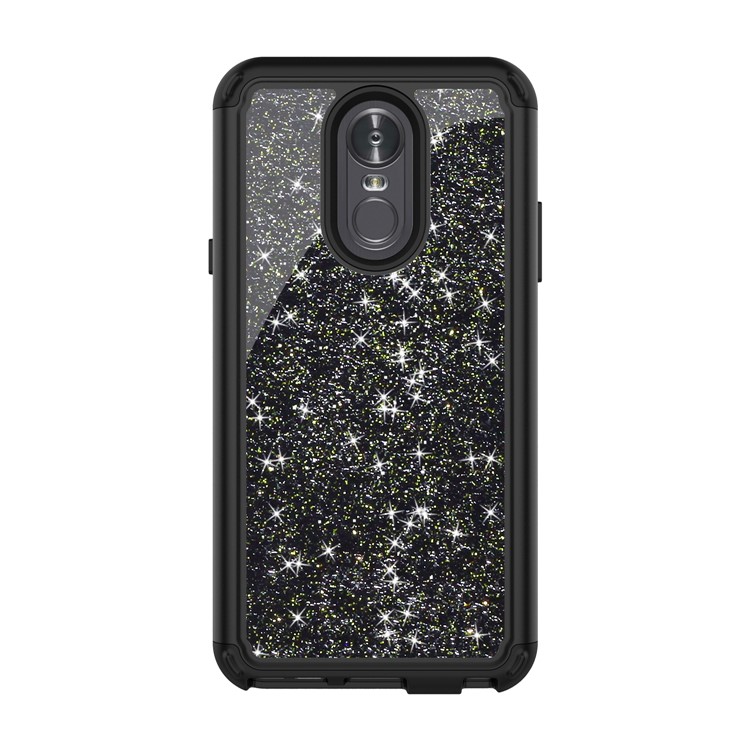 Glitter Powder Shockproof TPU PC Hybrid Mobile Phone Case for LG Stylo 4 / Q Stylus - Black-2