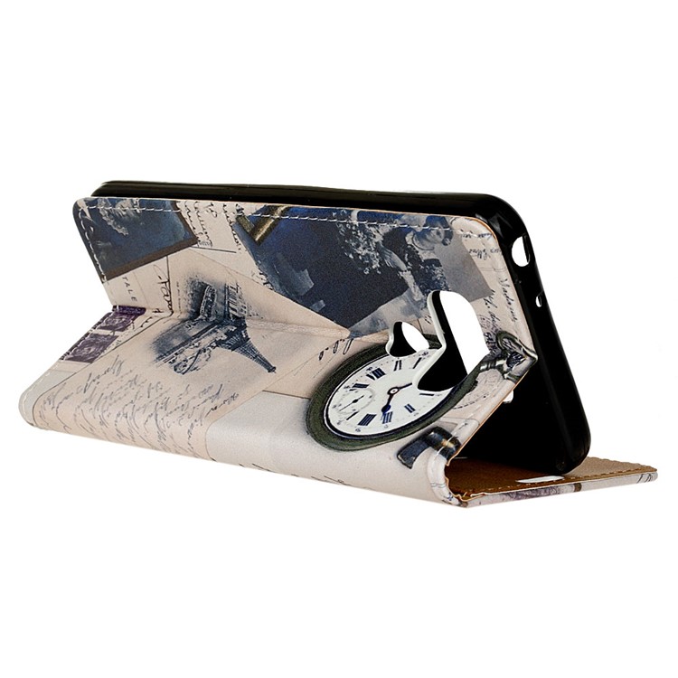Pattern Printing Wallet Leather Stand Case for LG V40 ThinQ - Eiffel Tower and Characters-3