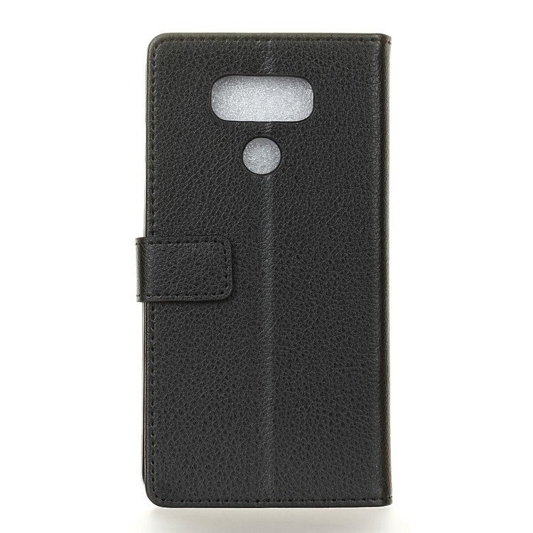 Litchi Skin Wallet Leather Stand Case for LG V40 ThinQ - Black-5