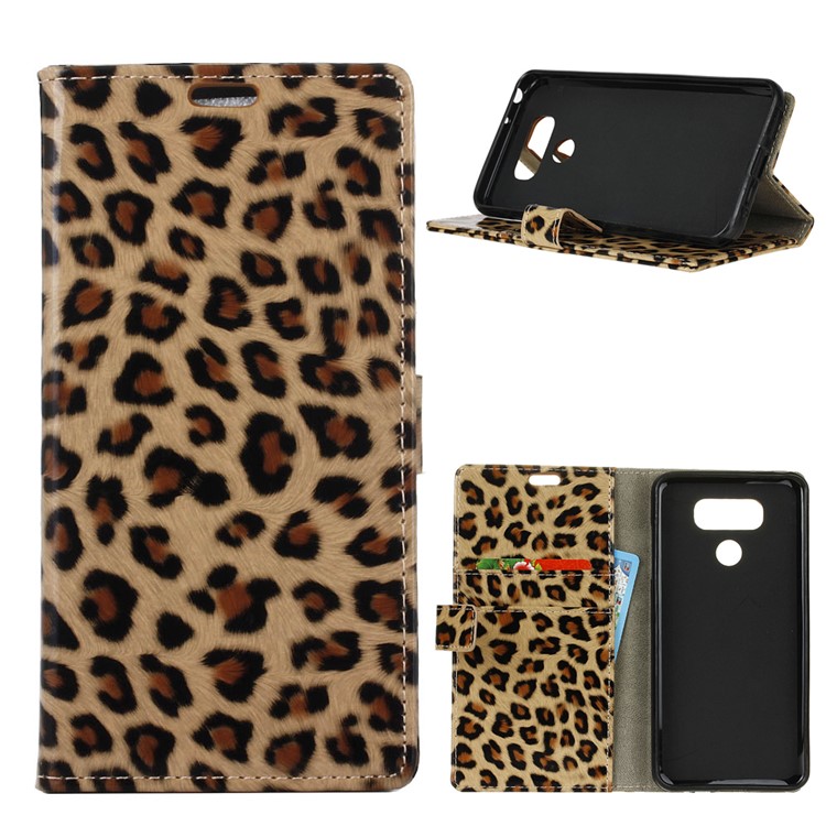 Leopard Pattern Magnetic Leather Wallet Phone Case for LG V40 ThinQ-1
