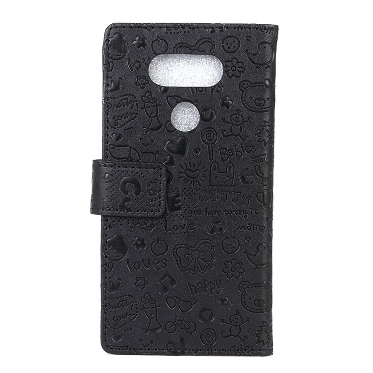 Cartoon Graffiti Wallet Leather Stand Mobile Phone Case for LG V40 ThinQ - Black-3