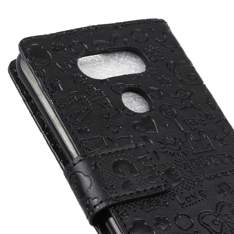 Cartoon Graffiti Wallet Leather Stand Mobile Phone Case for LG V40 ThinQ - Black-4