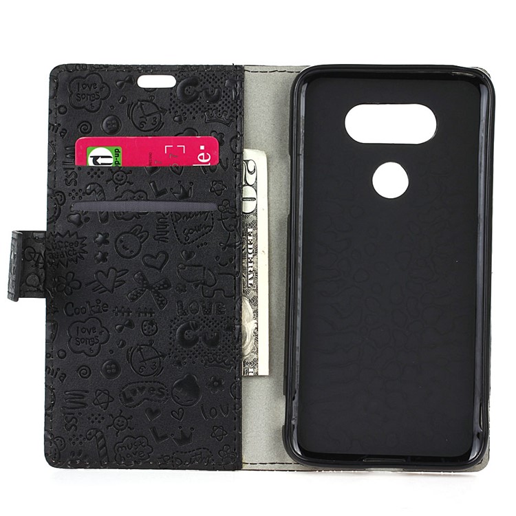 Cartoon Graffiti Wallet Leather Stand Mobile Phone Case for LG V40 ThinQ - Black-5