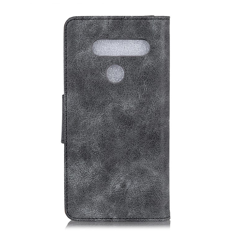 Vintage Style Split Leather Stand Magnetic Wallet Case for LG V40 ThinQ - Grey-4