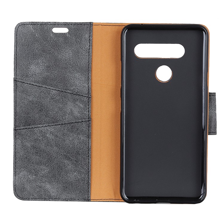 Vintage Style Split Leather Stand Magnetic Wallet Case for LG V40 ThinQ - Grey-5