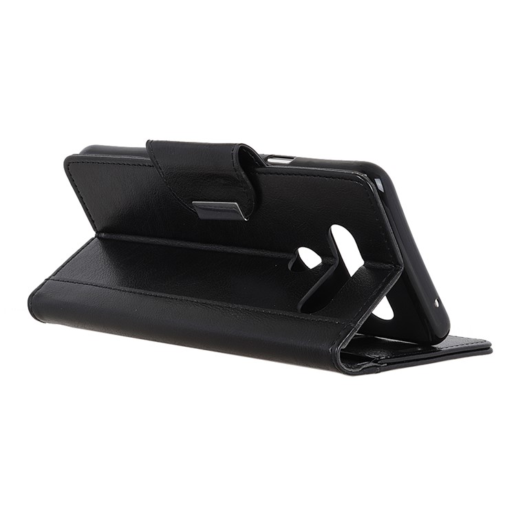 Textured PU Leather Wallet Stand Mobile Cover for LG V40 ThinQ - Black-6