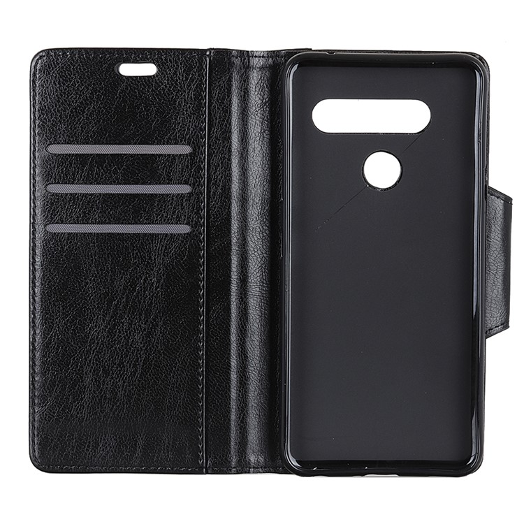 Textured PU Leather Wallet Stand Mobile Cover for LG V40 ThinQ - Black-8