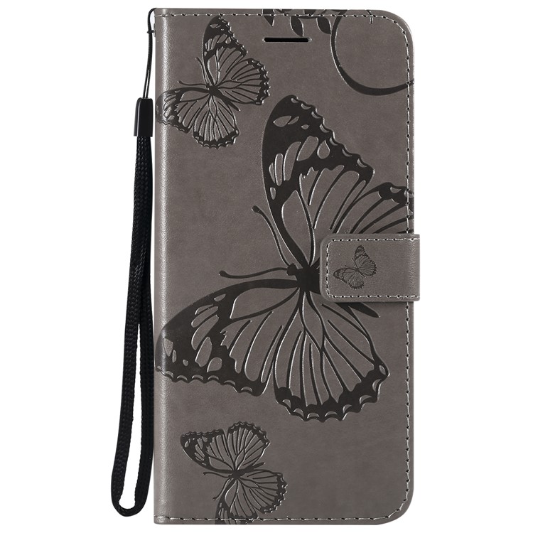 Imprinted Butterfly PU Leather Case for LG Stylo 4 - Grey-2