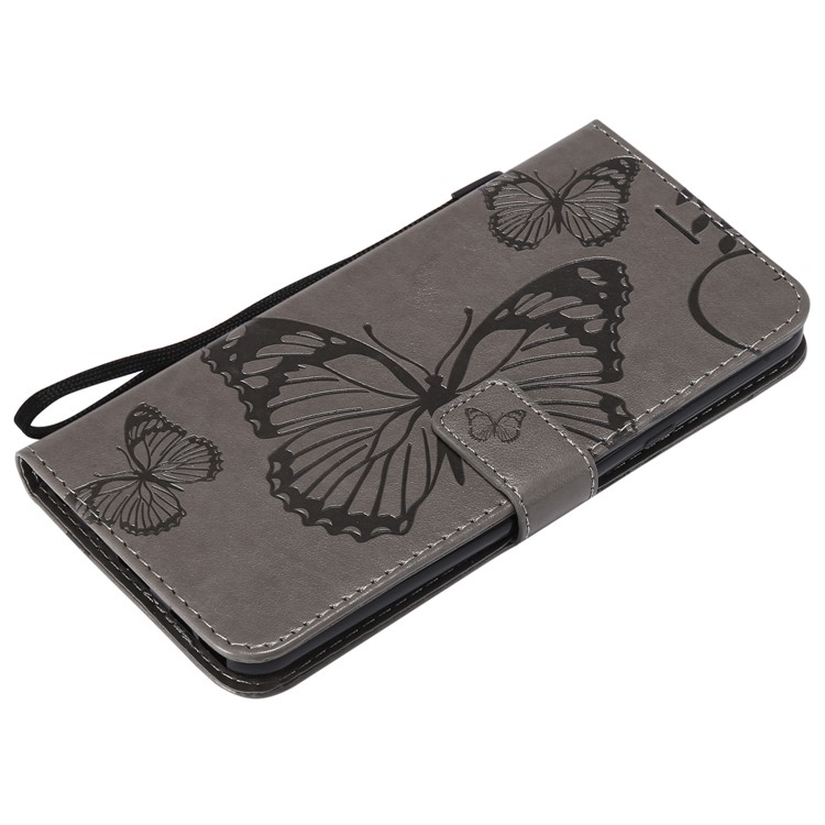 Imprinted Butterfly PU Leather Case for LG Stylo 4 - Grey-5