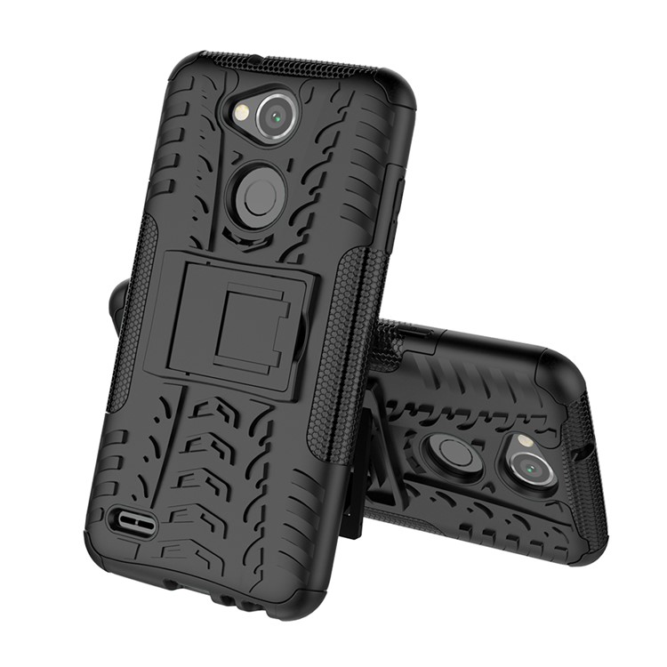 Tyre Pattern PC TPU 2-in-1 Hybrid Casing with Kickstand for LG X Power 3 - Black-2