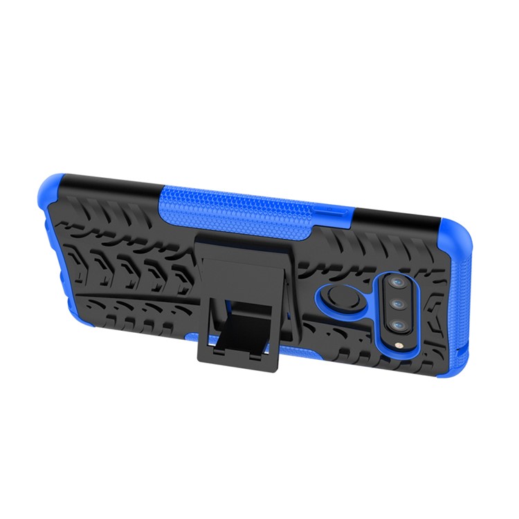 Anti-slip PC + TPU Hybrid Mobile Phone Case with Kickstand for LG V40 ThinQ - Blue-8