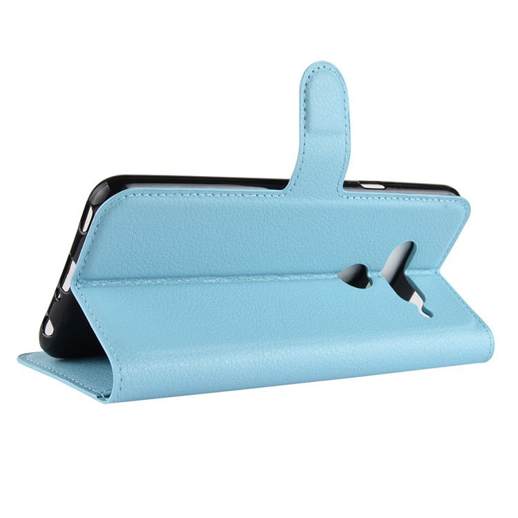 Litchi Texture Wallet Stand Leather Mobile Shell for LG V40 ThinQ - Blue-5