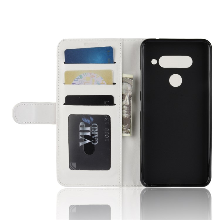 Crazy Horse Wallet Stand Leather Protector Cover for LG V40 ThinQ - White-4