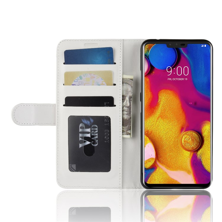 Crazy Horse Wallet Stand Leather Protector Cover for LG V40 ThinQ - White-5