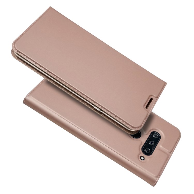 Auto-absorbed Stand Leather Card Holder Mobile Case for LG V40 ThinQ - Rose Gold-1