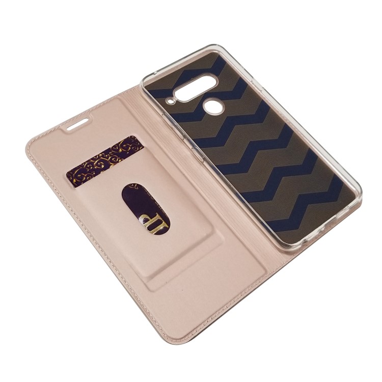 Auto-absorbed Stand Leather Card Holder Mobile Case for LG V40 ThinQ - Rose Gold-5