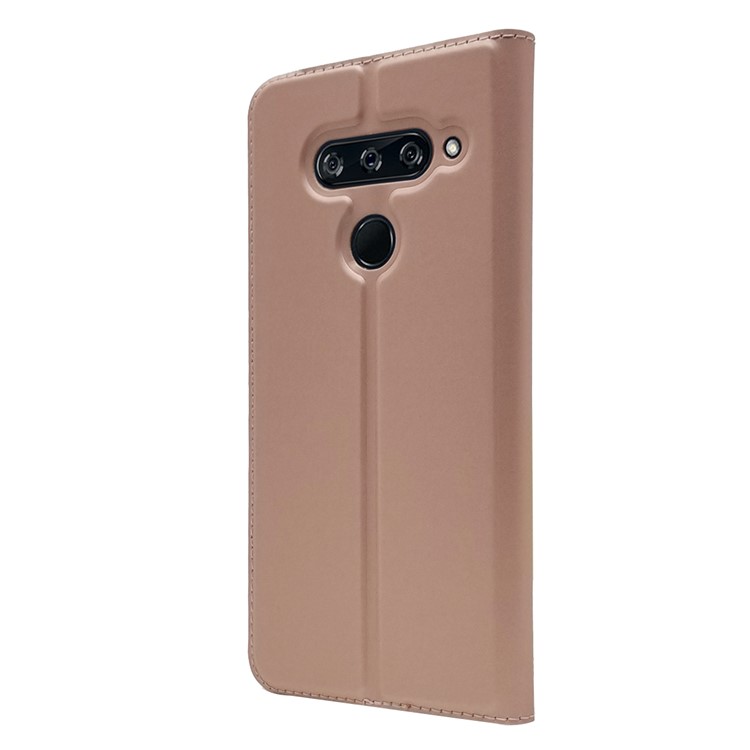 Auto-absorbed Stand Leather Card Holder Mobile Case for LG V40 ThinQ - Rose Gold-8