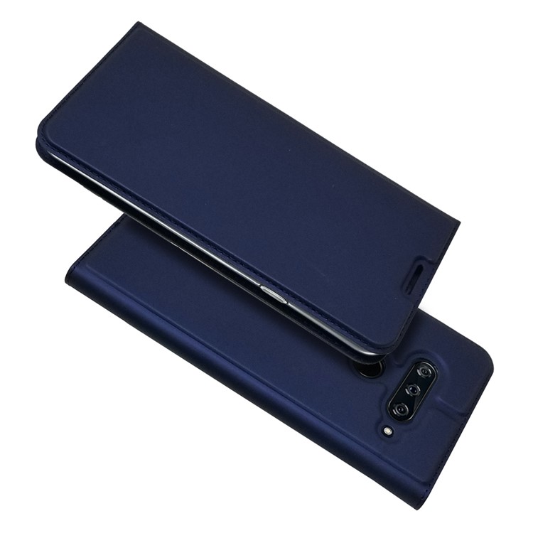 Auto-absorbed Stand Leather Card Holder Cell Phone Case for LG V40 ThinQ - Dark Blue-1