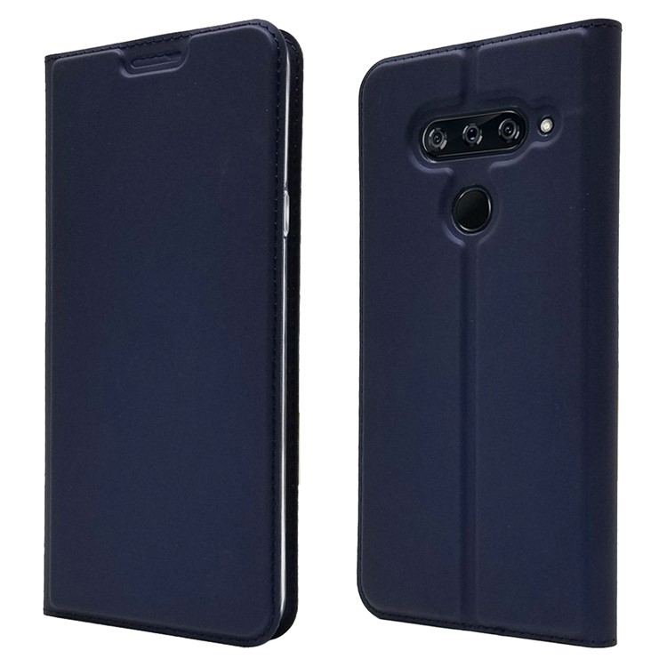 Auto-absorbed Stand Leather Card Holder Cell Phone Case for LG V40 ThinQ - Dark Blue-2
