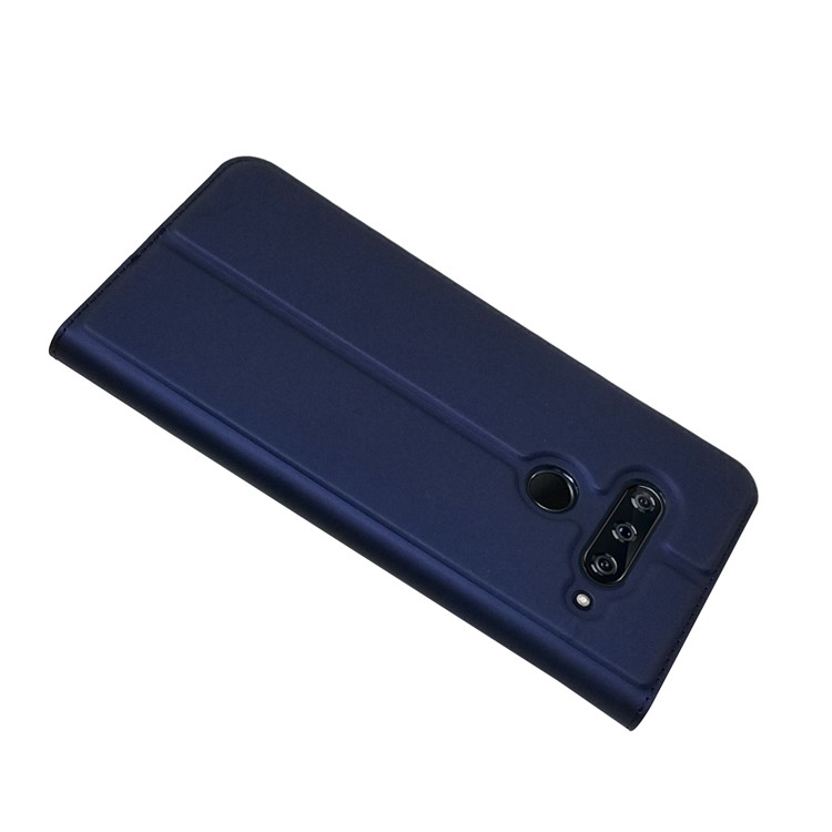 Auto-absorbed Stand Leather Card Holder Cell Phone Case for LG V40 ThinQ - Dark Blue-4
