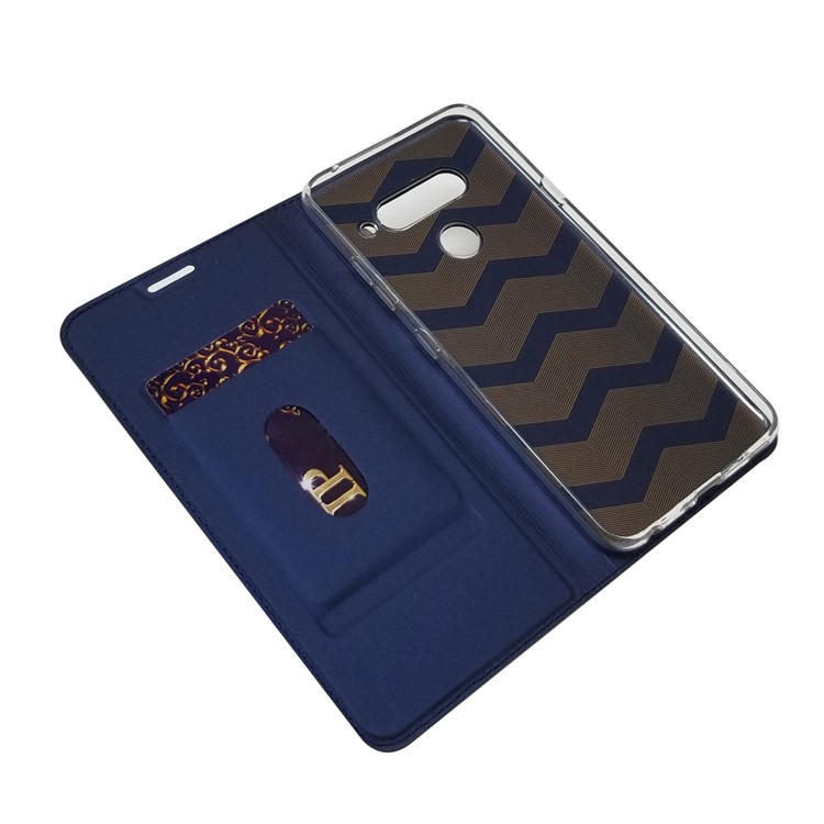 Auto-absorbed Stand Leather Card Holder Cell Phone Case for LG V40 ThinQ - Dark Blue-5