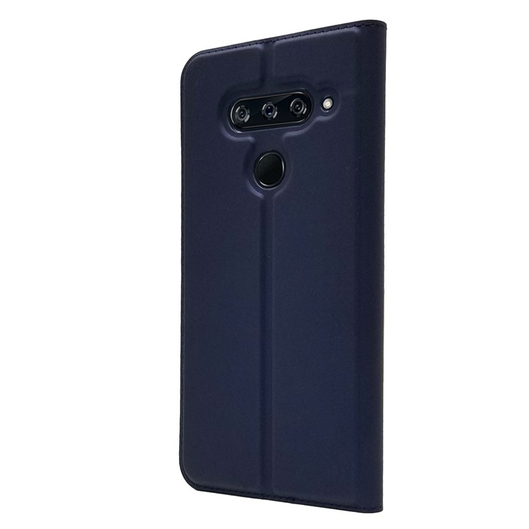 Auto-absorbed Stand Leather Card Holder Cell Phone Case for LG V40 ThinQ - Dark Blue-8