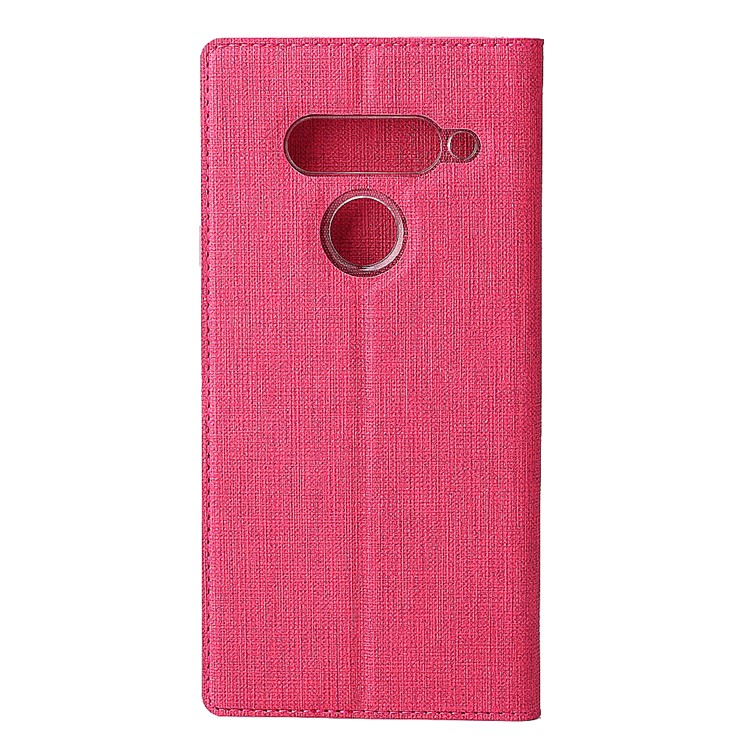 VILI DMX Cross Texture Stand Leather Phone Shell for LG V40 ThinQ - Rose-3