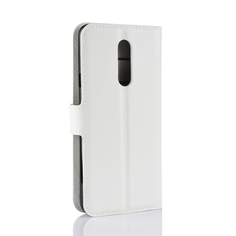 Litchi Skin PU Leather Wallet Phone Cover for LG G7 Fit - White-3