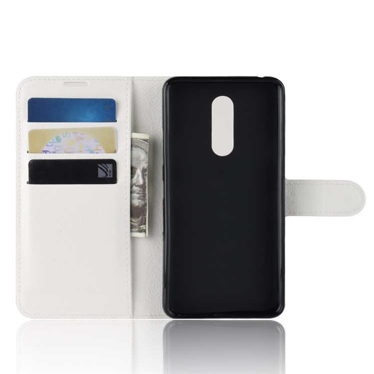 Litchi Skin PU Leather Wallet Phone Cover for LG G7 Fit - White-5