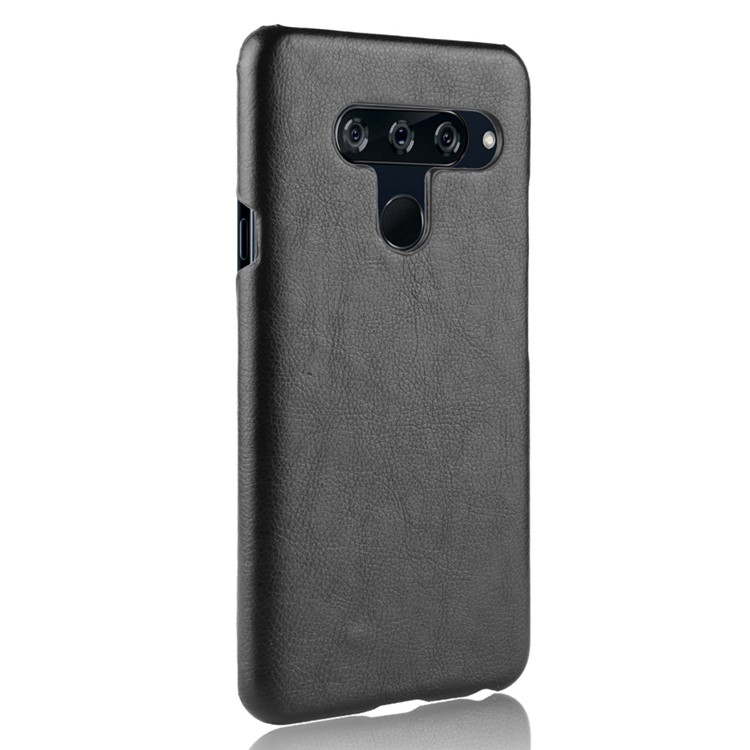 Litchi Skin Leather Coated Hard PC Case for LG V40 ThinQ - Black-3